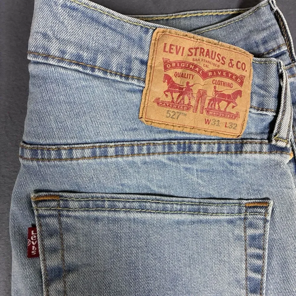 Levis Jeans Mens 31x32 Blue 527 Slim Bootcut Western Cowboy Faded Denim Pants